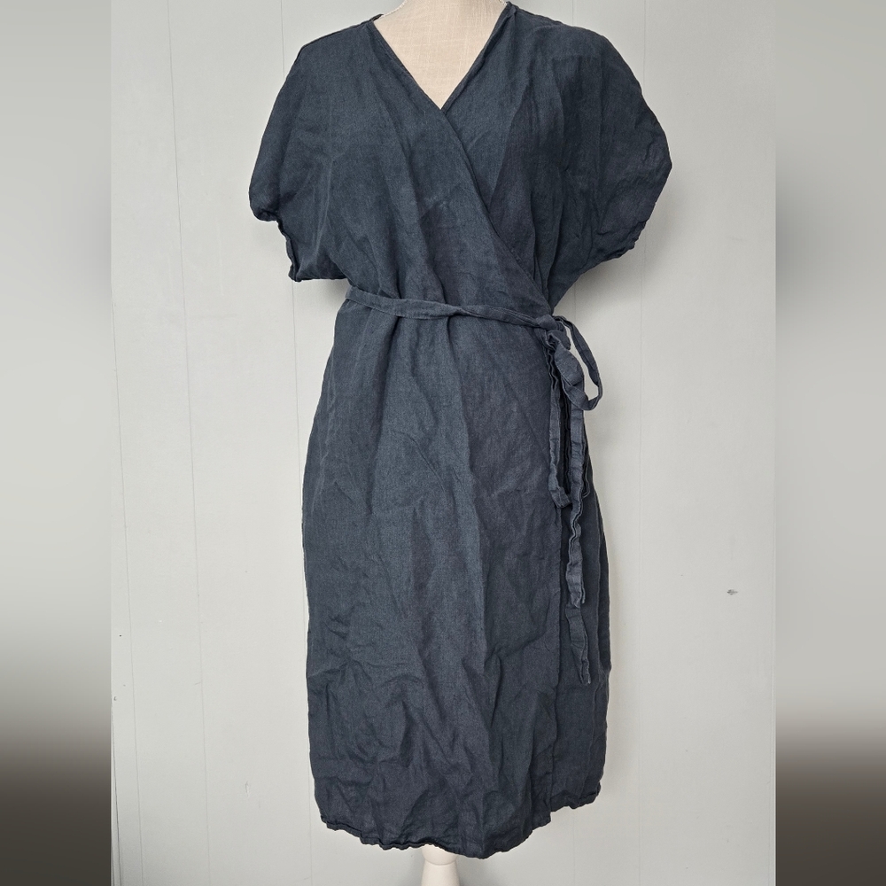 Dress Me Linen Blue Wrap Dress